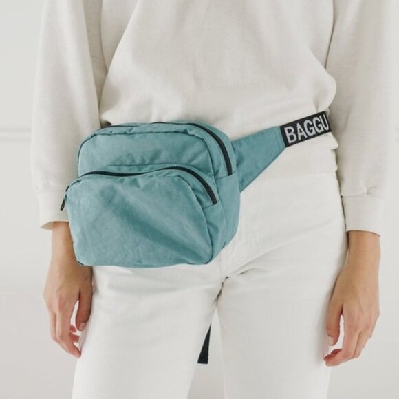 NWOT Baggu Fanny Pack - Teal w/ OG White Logo Strap - Picture 7 of 7